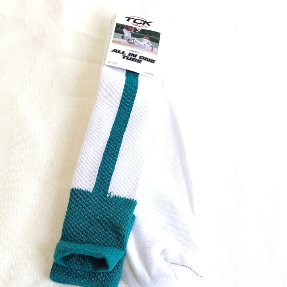 TCK Baseball All in One Tube Socks Teal - Large AT10